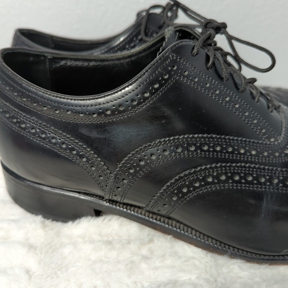 Florsheim Lexington 1706601 Mens‎ Leather 10 3E Black Wingtip Oxford Dress Shoes - Picture 2 of 11